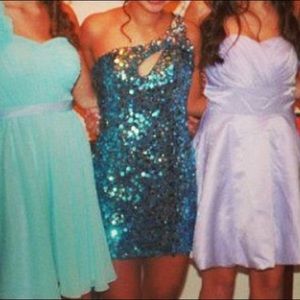 Teal Sequin Cocktail Dress